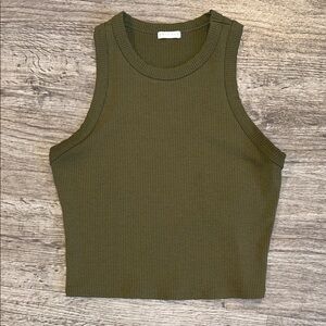 BRIAVIA Olive Green Ribbed Tank Top